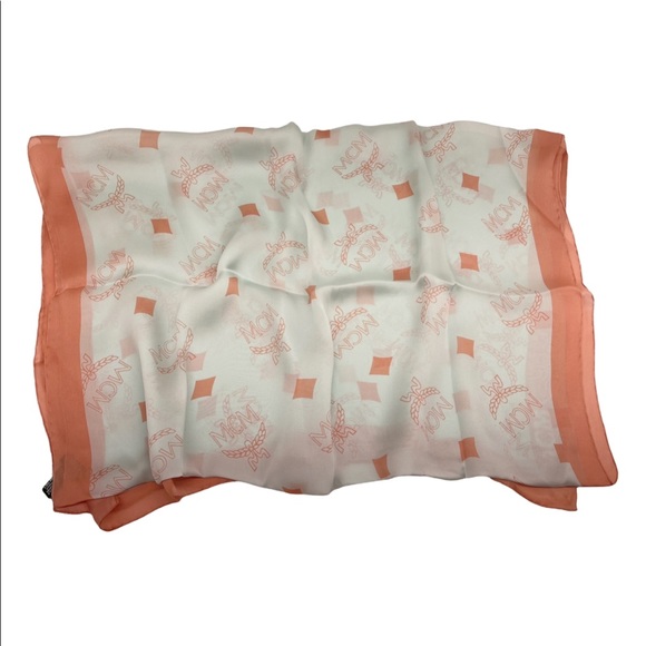 MCM Silk Logo Moonlight Jade Long Scarf Summer Shawl - Picture 8 of 14